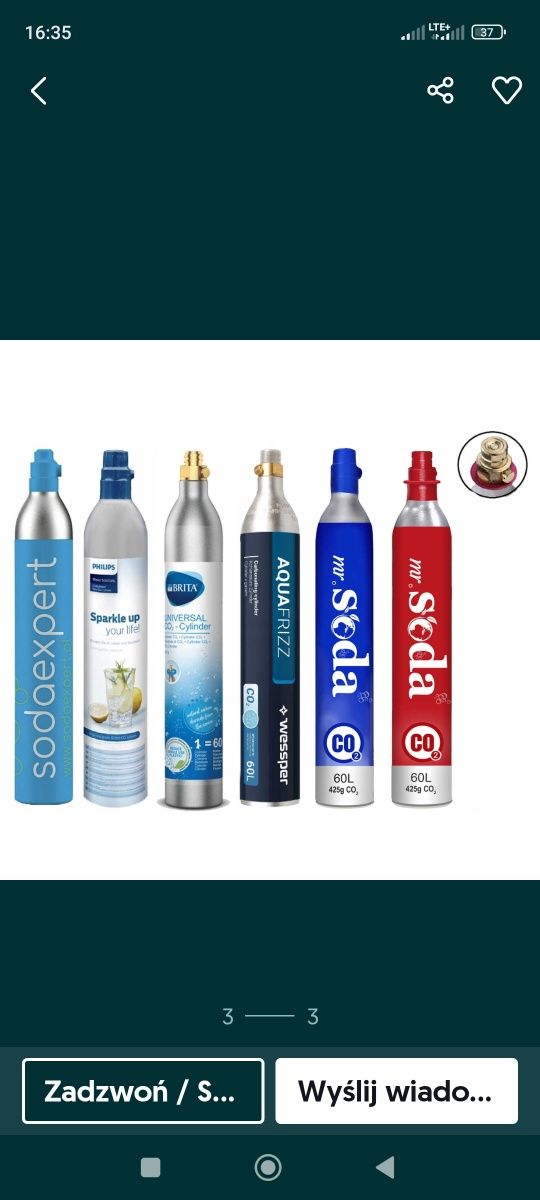 Wymiana Różowa Butla quick connect nabój CO2 sodastream soda stream