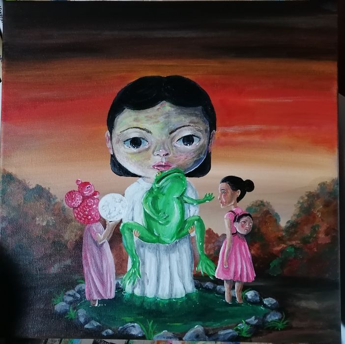 Księżyc i żaba - obraz akryl na płótnie