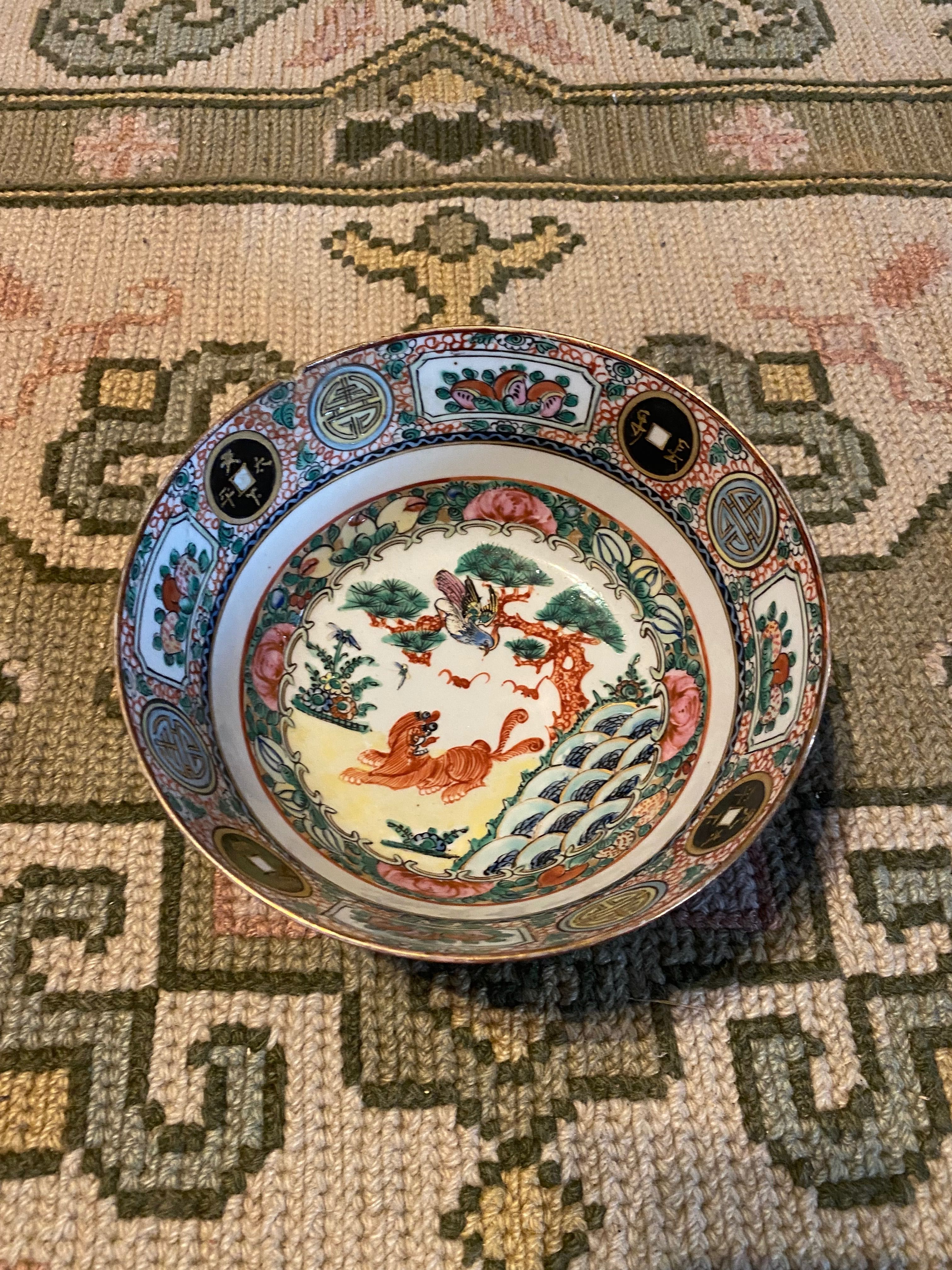 Taça Porcelana Chinesa Séc XIX Família Verde Marcado.