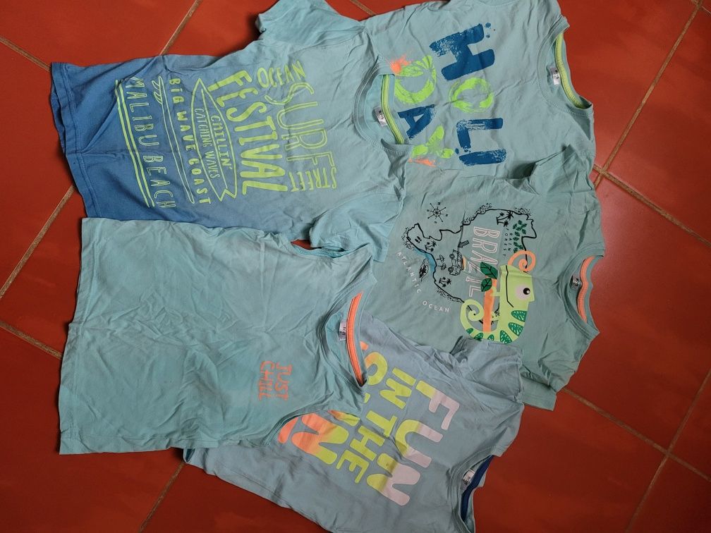 Paka, zestaw: T-shirty, spodnie, bluzki, bluza z kapturem, ubrania 122