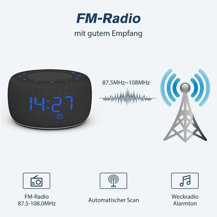 DOUMOSH Głośnik Bluetooth budzik z radiem FM NOWY