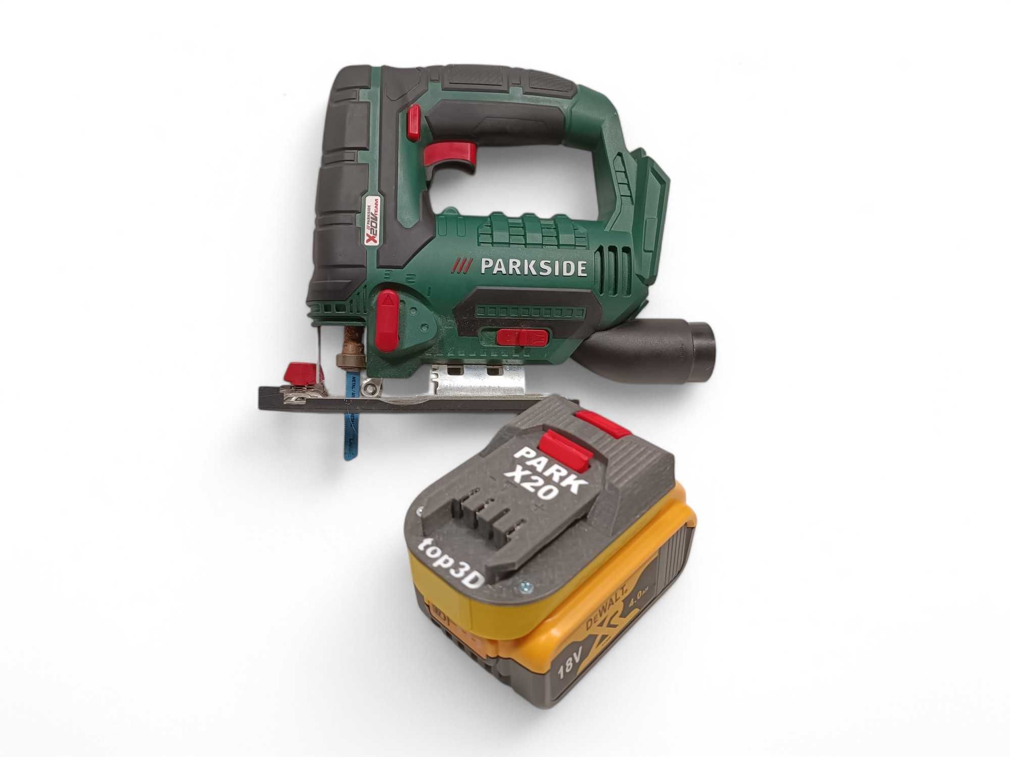 Adapter przejściówka narzędzi Parkside X20 na baterie Dewalt XR18