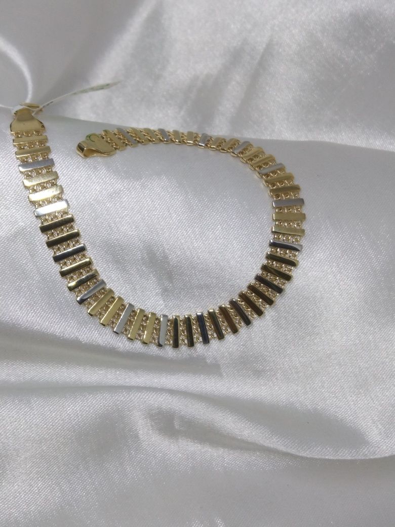 Piękna damska bransoletka, złoto 585, 19 cm