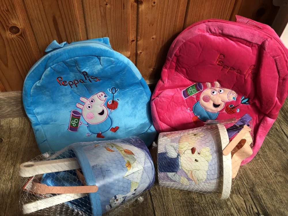 Рюкзак плюшевий з Пеппою з іграшками (блакитний і рожевий)