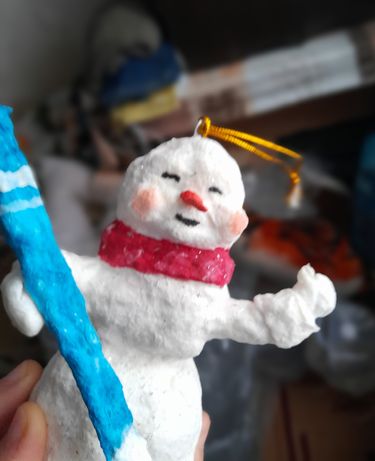 Игрушка снеговик ручной работы на ёлку