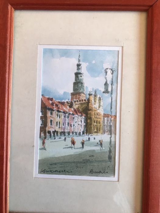 Obraz ręcznie malowany Akwarela rękodzieło miast Poznań