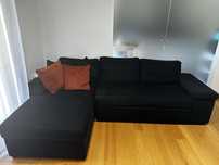 Sofá Preto com Chaise Longue – Super Confortável | Ótimo Estado