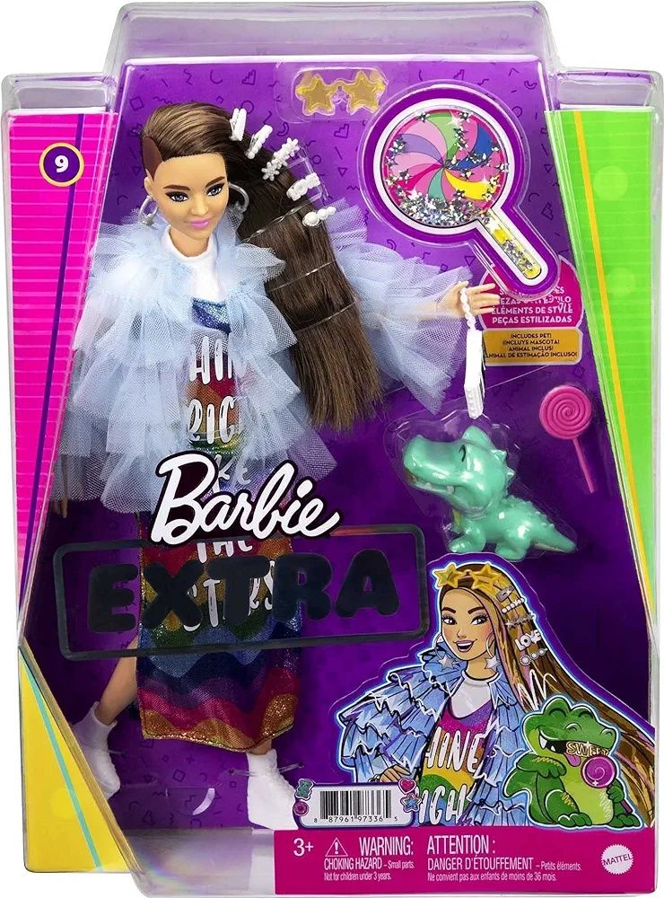 Barbie Extra Doll & Accessories with Long Brunette Hair. Оригінал