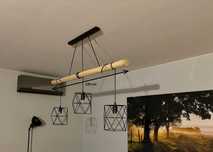 Wisząca lampa sufitowa, drewno, kratka