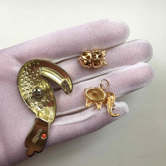 Лот бижутерия украшения кольцо подвеска брошь птица, сова, слон, Индия