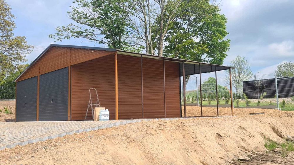 Garaże blaszane 9x6, kolor, producent ,orzech, dąb ,profil