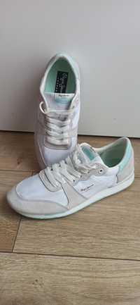 Pepe Jeans Bimba Soft 40 sneakersy białe skóra zamsz jak nowe