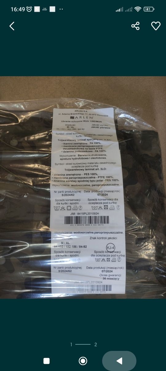Goratex wojskowy r. M/XL kurtka+ spodnie