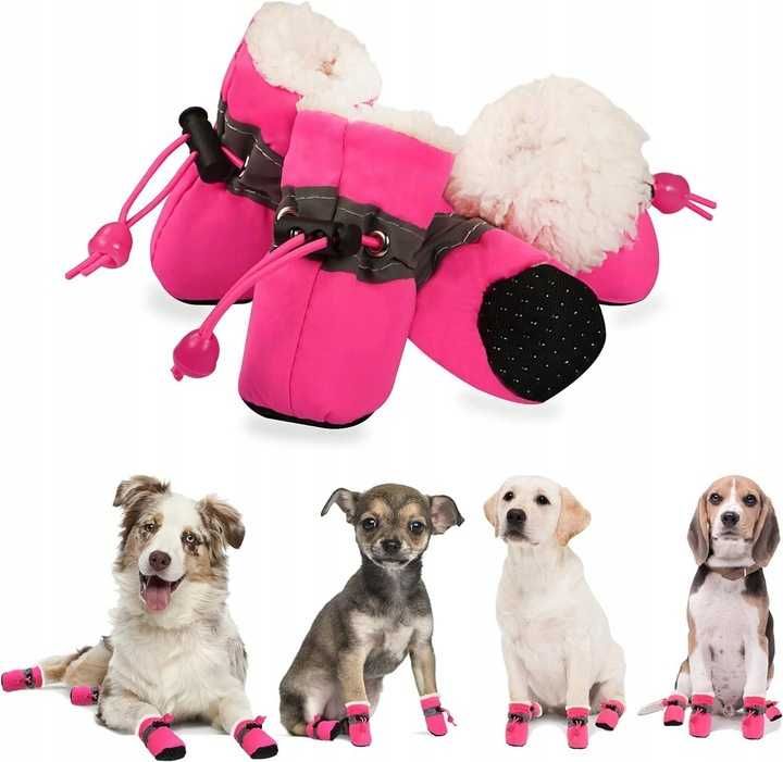 Buty butki dla psa na deszcz ocieplane antypoślizgowe ochraniacze r M