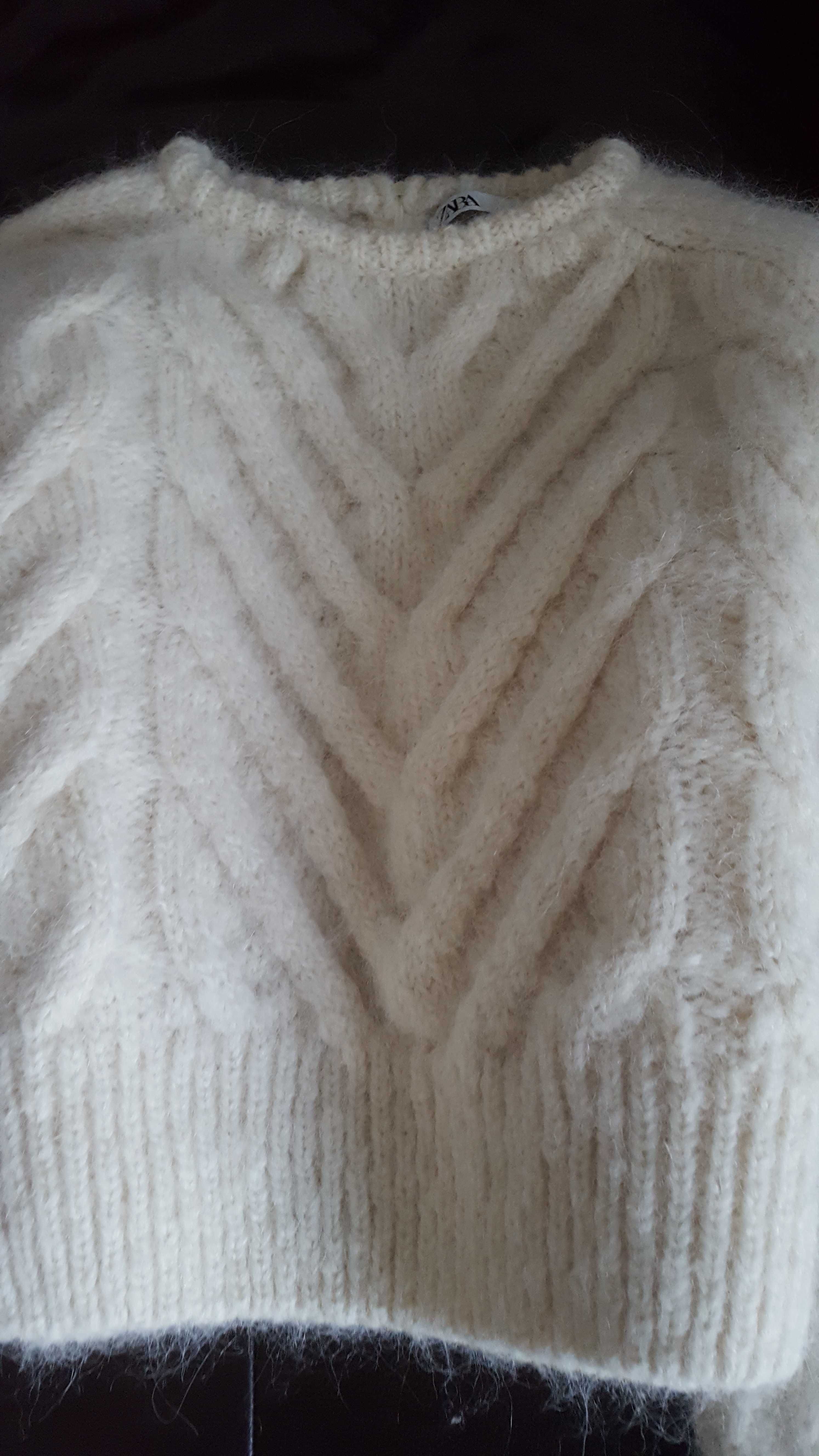 Śmietana 85% Wełna Alpaka sweterek Premium Krem