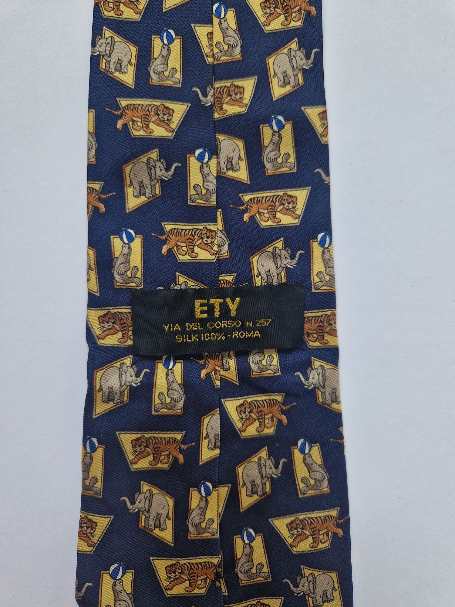 Krawat jedwabny 100% jedwab silk ETY Roma tie vintage retro dodatek