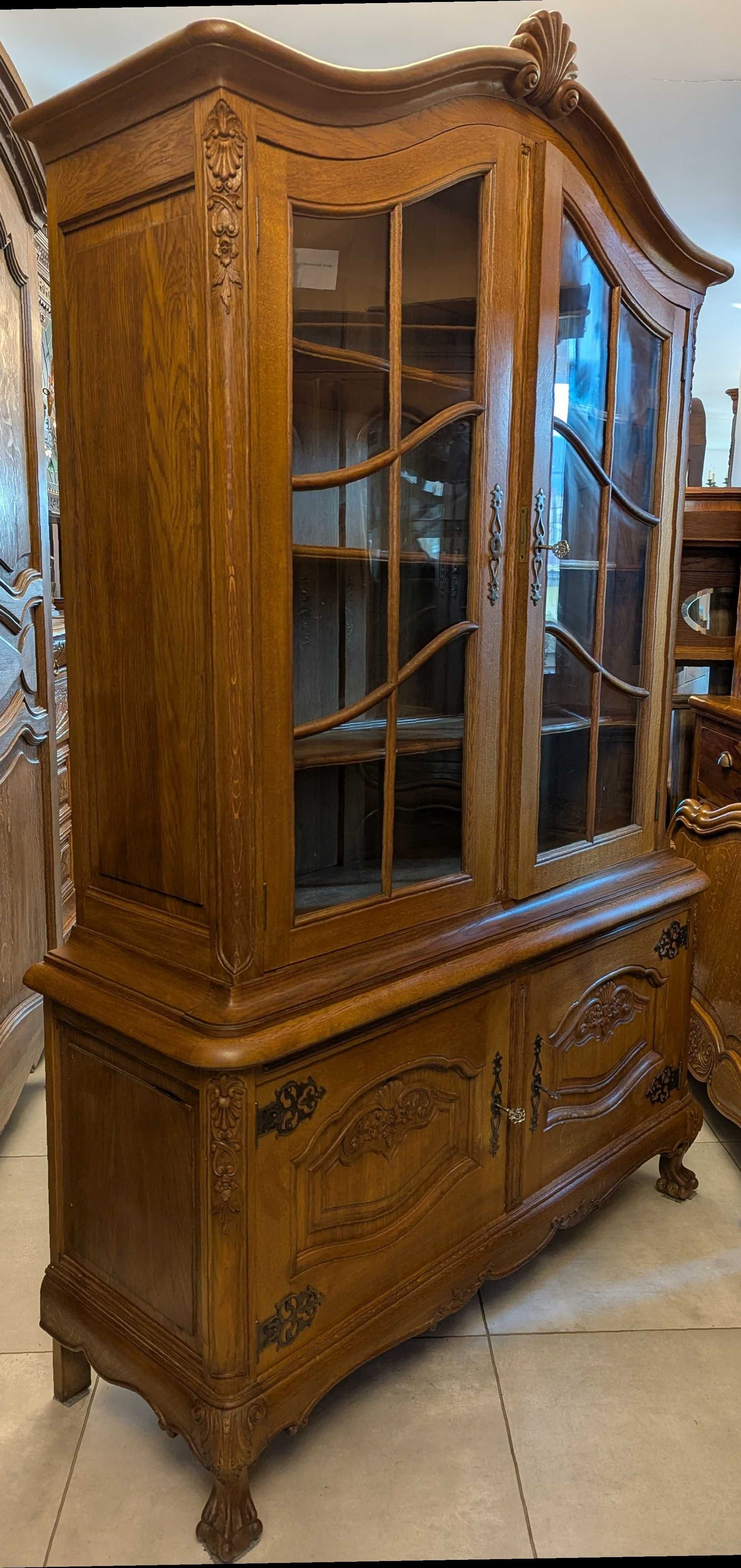 Piękna dębowa witryna,biblioteka na lwich łapach-sklep DąbrowaGórnicza