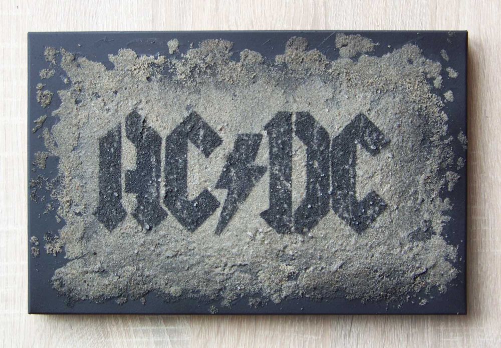 AC/DC Malowany ręcznie obraz na piaskowym tle