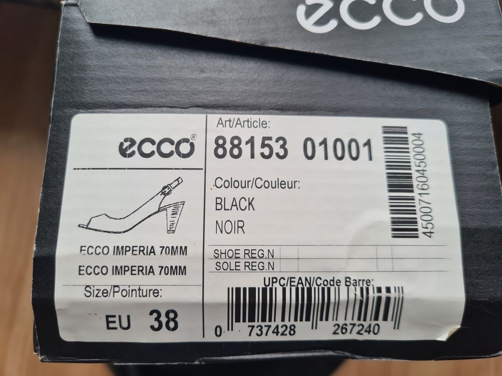 Buty czółenka Ecco 38 peep-toe slingback