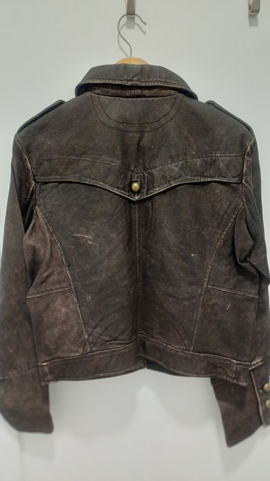 Casaco castanho em pele - M
