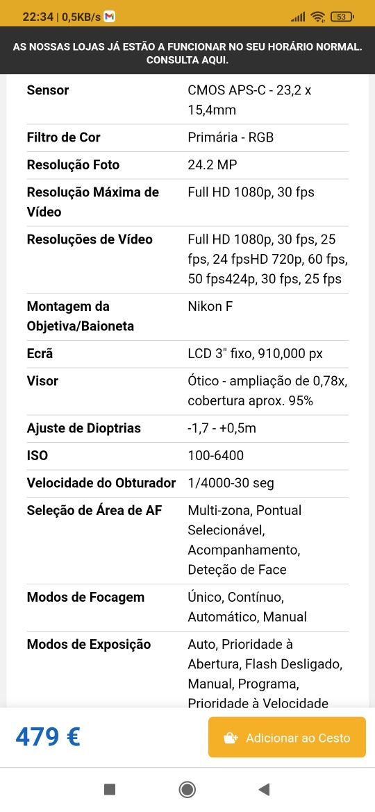 Nikon D3200 + AF-S DX 18-55mm f/3.5-5.6G NEGOCIAVEL