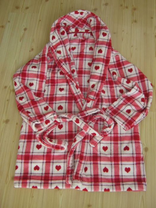 Szlafrok w kratkę i serduszka M&S kieszonki rozm 40