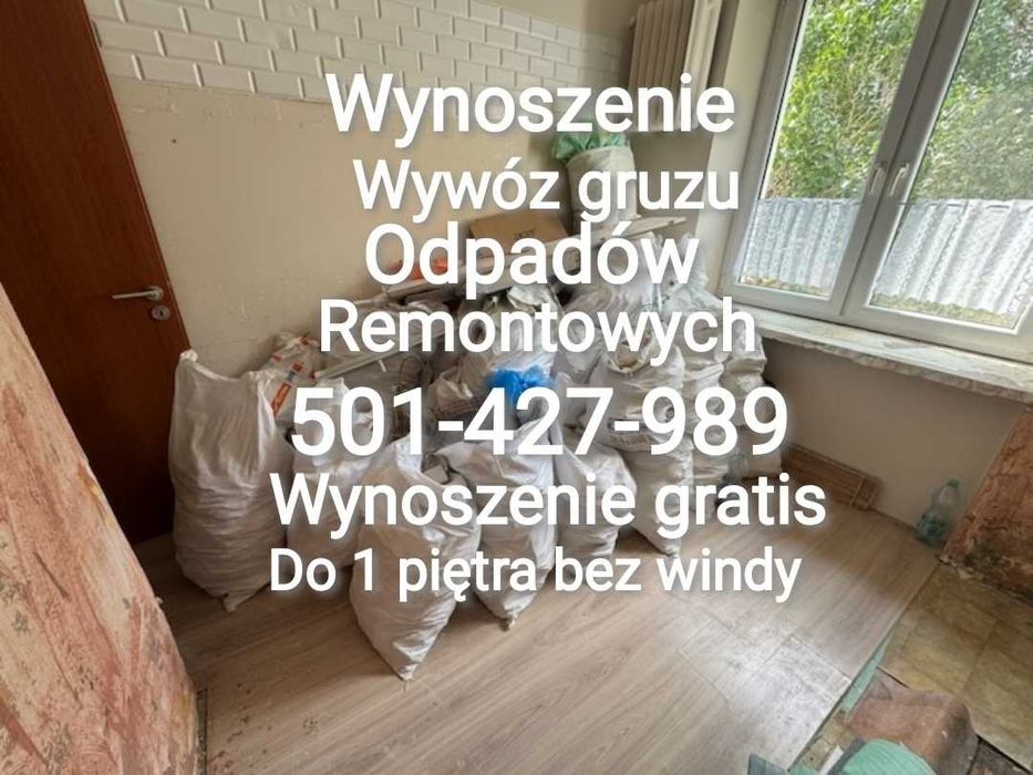NAJTAŃSZE WYNOSZENIE WYWÓZ gruzu i odpadów remontowych workach i luzem