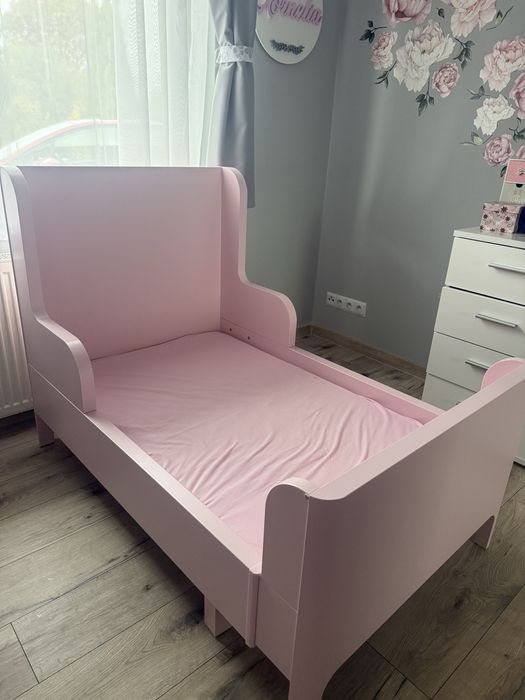 BUSUNGE Rozsuwana rama łóżka, jasnoróżowy, 80x200 cm