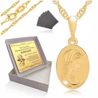 Złoty Łańcuszek Medalik 925 Chrzest Komunia Grawer
