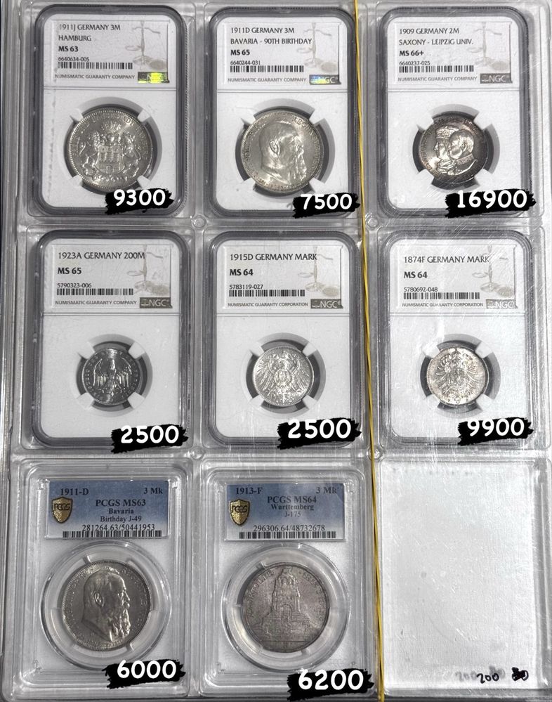 Монеты Германии,США,Австрии в слабах NGC,PCGS