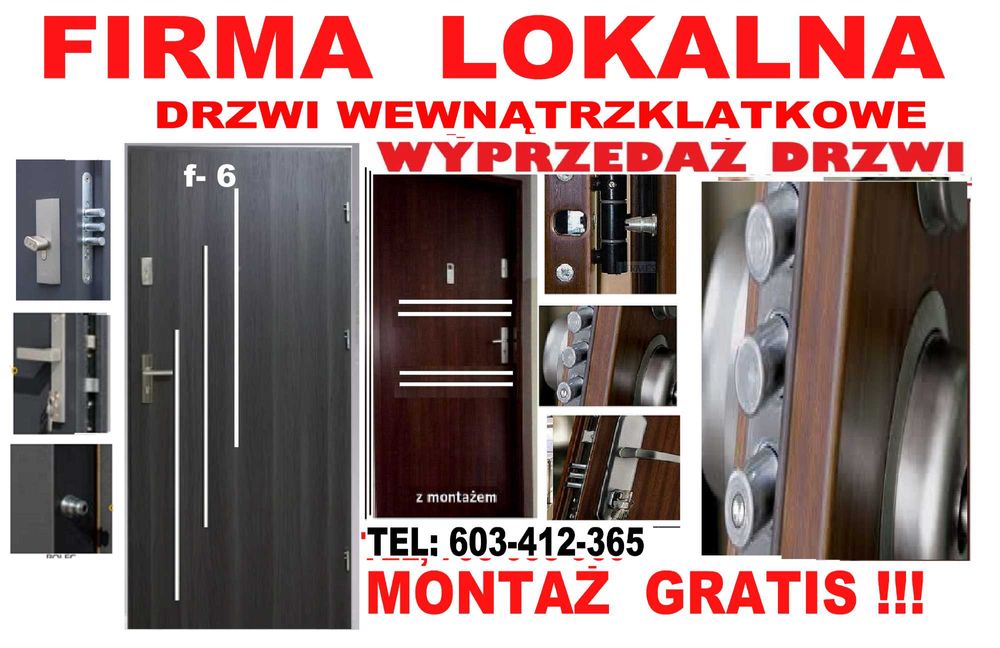 Drzwi WEJŚCIOWE do mieszkania, zewnętrzne, wewnątrzklatkowe z montażem