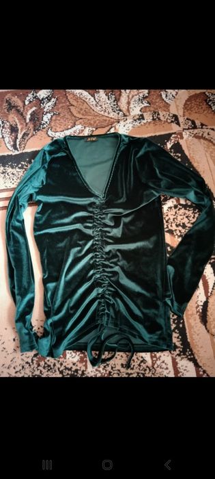 Bluzka Welur S Ściągana La Pia Butelkowa Zieleń S