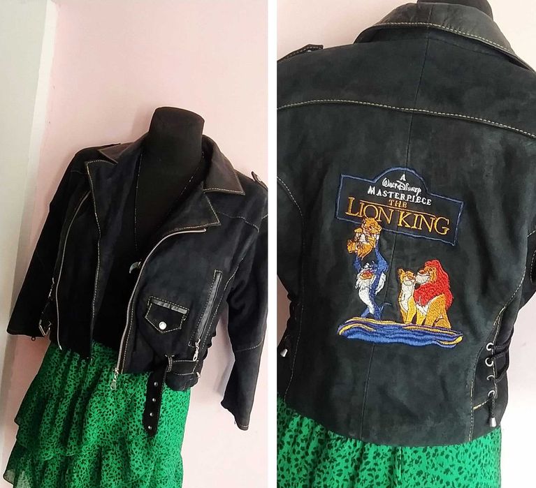 PREMIUM! Ramoneska ze skóry jagnięcej i zamszu S/M/L