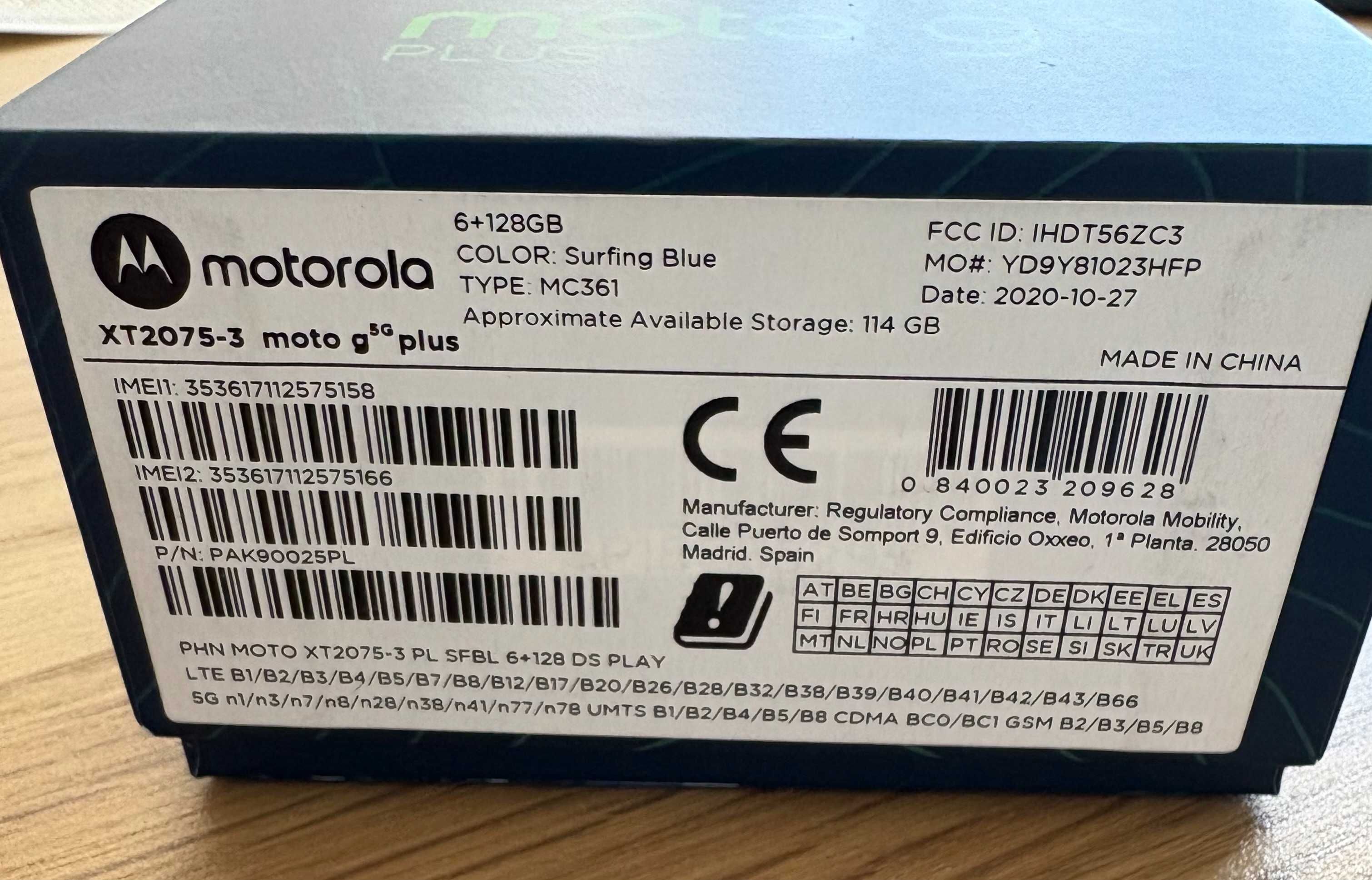 Smartfon Motorola Moto G 5G Plus XT2075-3  6/128GB niebieski