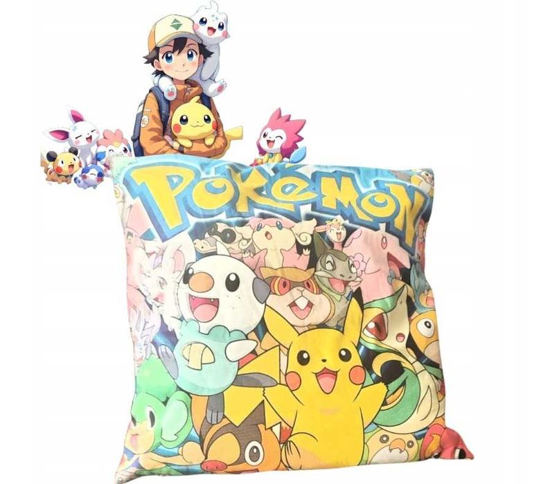 Poduszka dziecięca dwustronna Pikachu Pokemon dekoracyjna 40x40