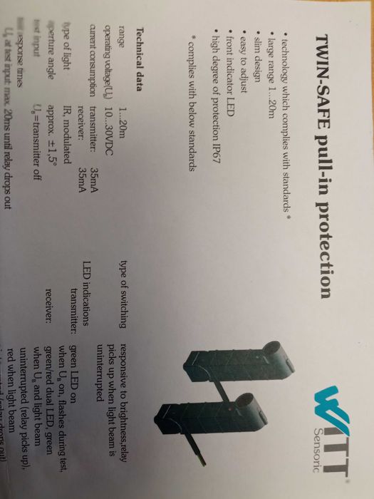 Fotokomórki  bramy segmentowej garażowej WITT SENSORIC wewnętrzne