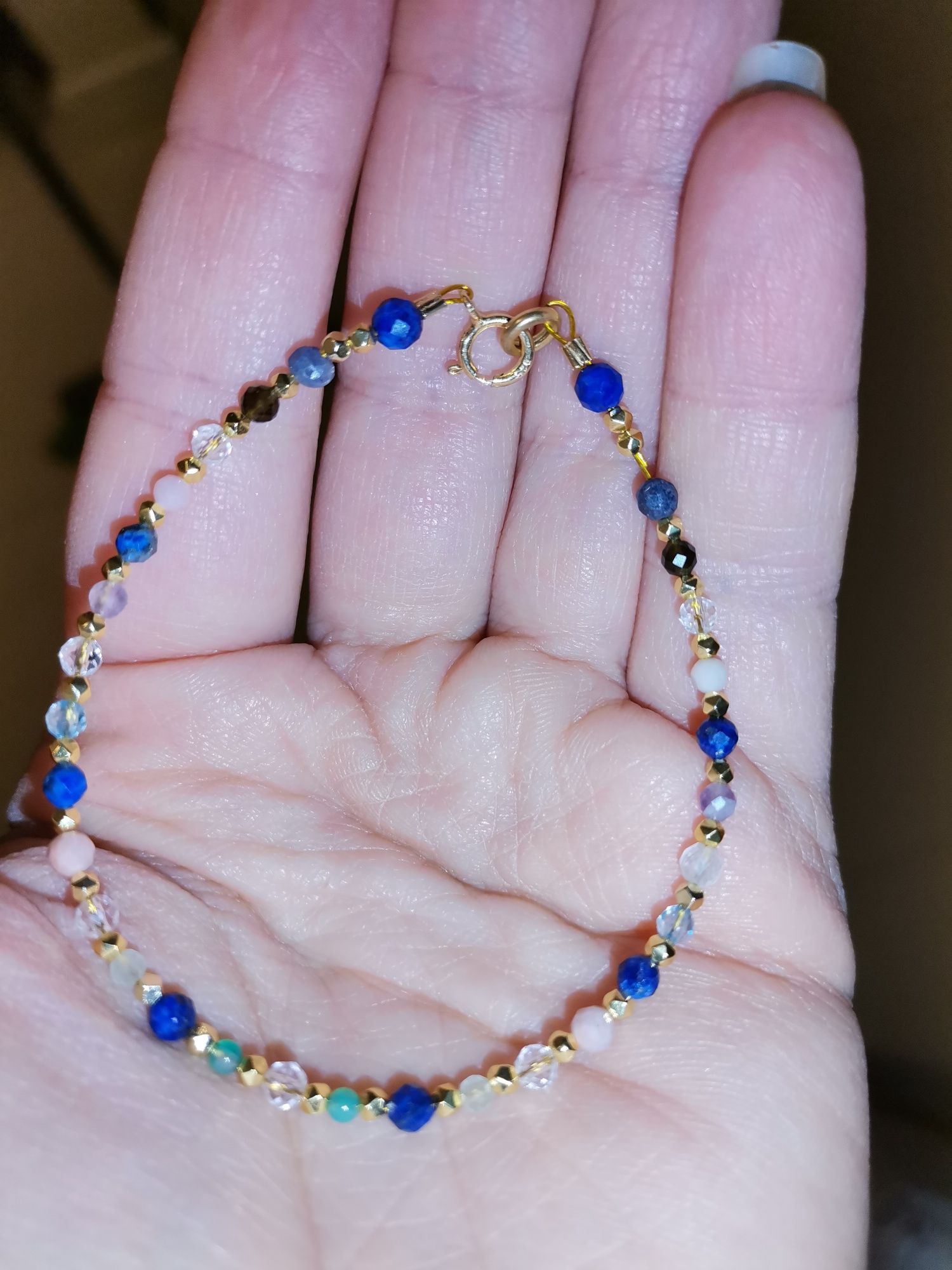Bransoletka kamienie znak zodiaku strzelec lapis srebro 925 topaz opal