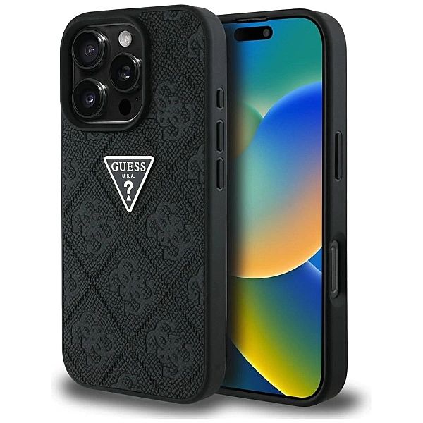 Etui Guess Hot Stamp 4G Pattern Triangle Metal Logo na iPhone 16 Pro M