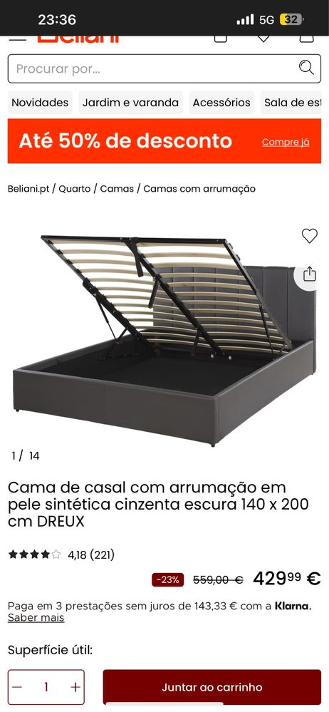 Cama Sommier Beliani 140x200 cm – Como Nova!