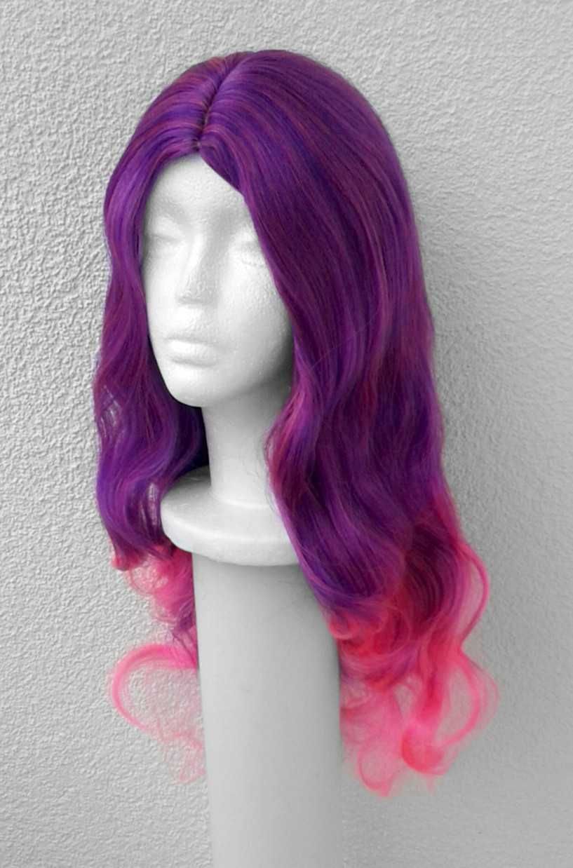 Gamora Strażnicy Galaktyki fioletowa różowa ombre gradient peruka wig