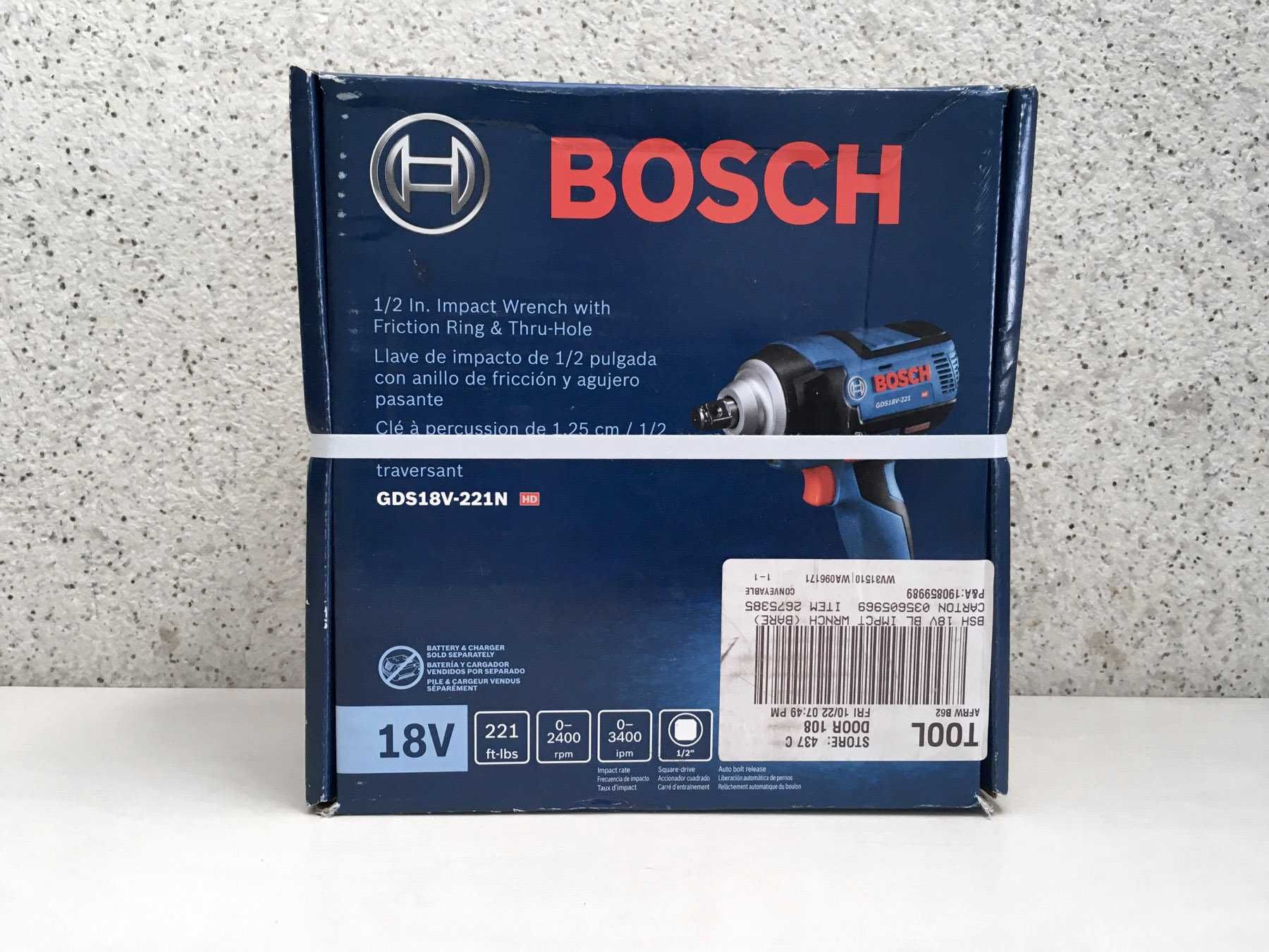 Оригинал BOSCH GDS 18V-221 Бесщеточный ударный гайковерт 250 Нм Импакт