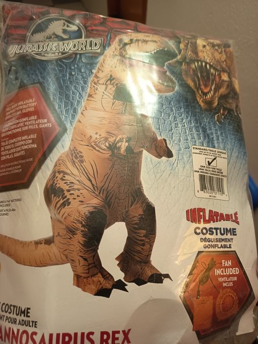 Fato fantasia dinossauro insuflável adulto