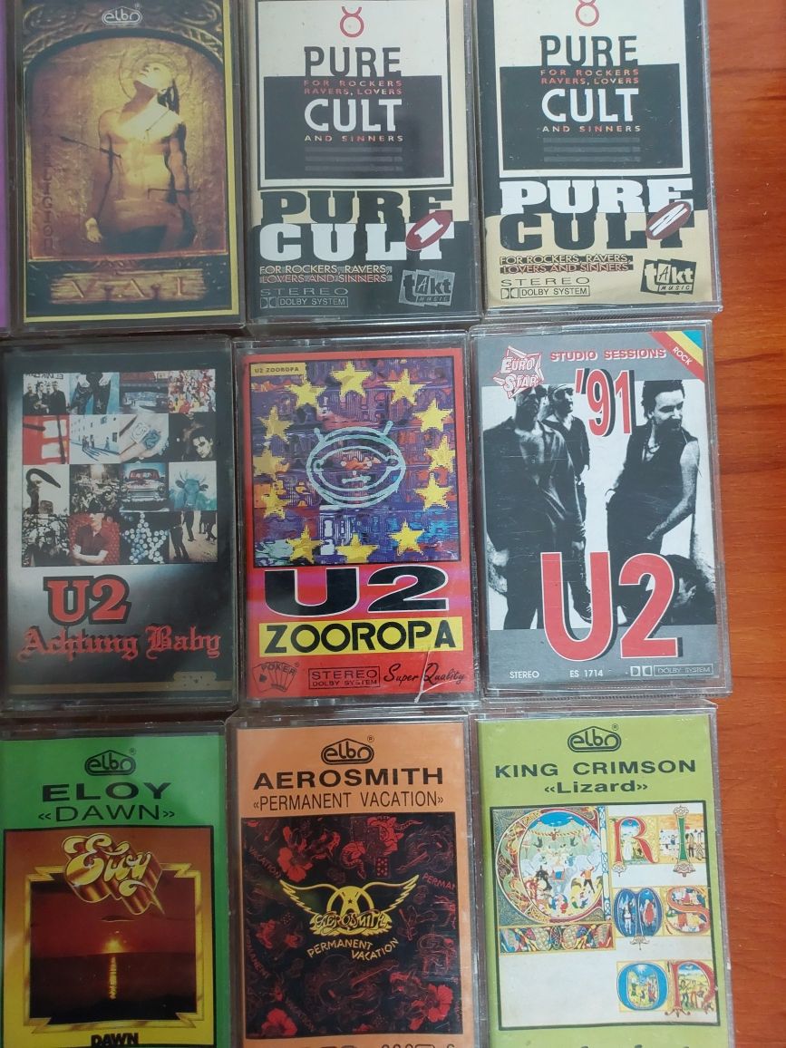 Kasety 15 sztuk Camel, Eloy, The Cult, Vai, U2, King Crimson