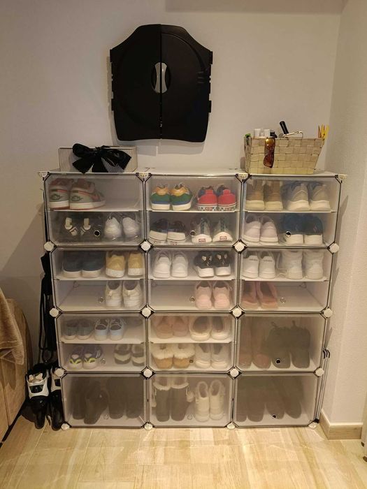 Pudełka do przechowywania modułowe mocne 8 sztuk zamykane białe