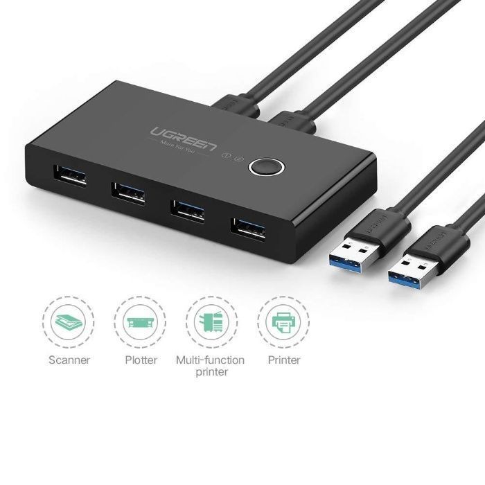 USB хаб на 2 компьютера KVM Switch hub USB 3.0 Ugreen Гарантия!