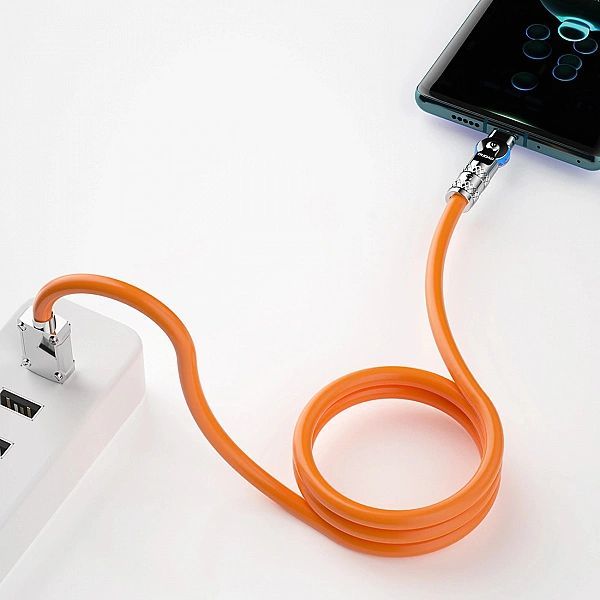 Kabel Dudao L24cc kątowy Usb-c - Usb-c 120w 1m regulowany - pomarańczo
