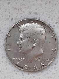Srebrna moneta USA half dollar pół dolara 1968.