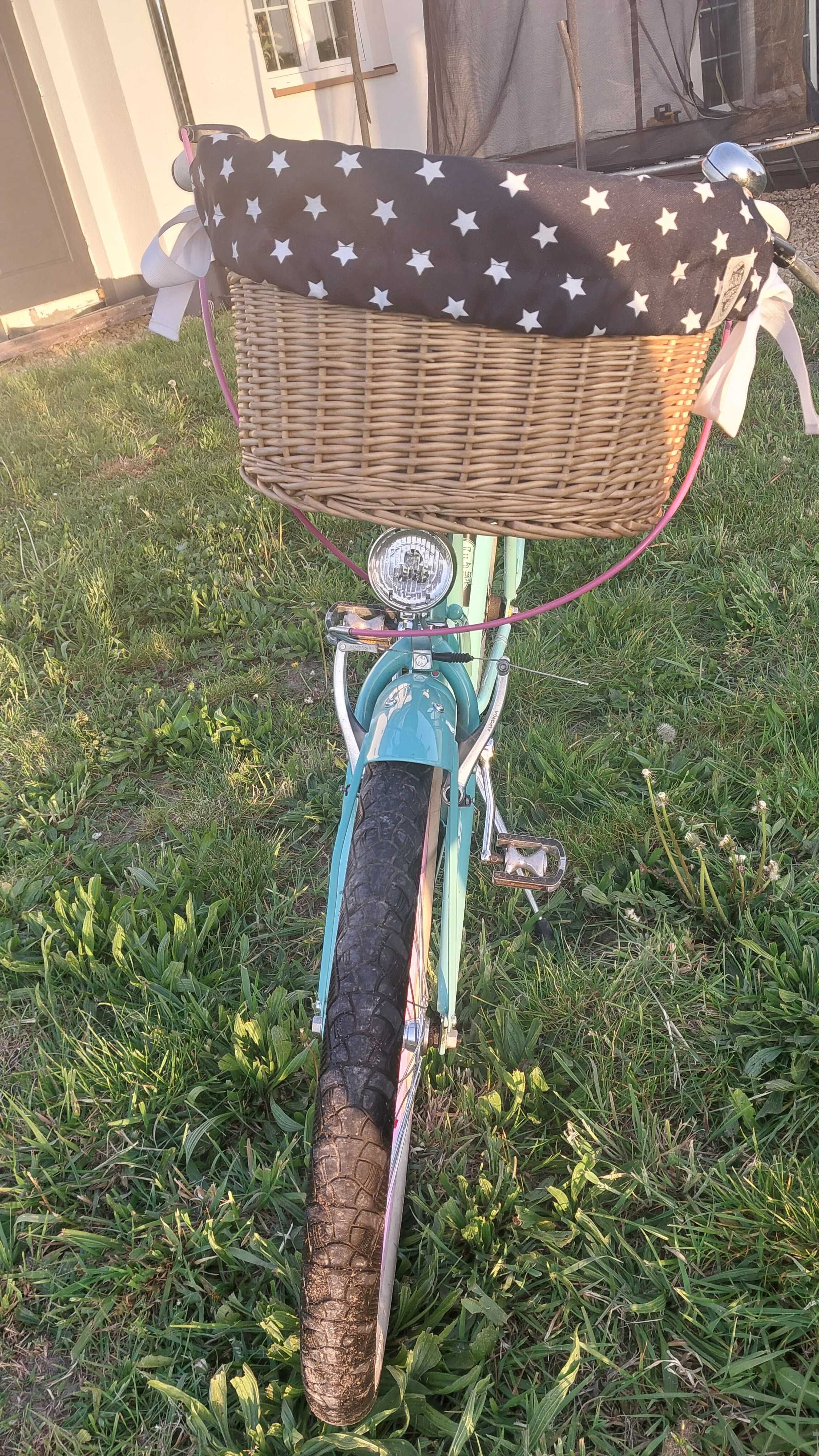 Rower retro miejski embassy 24 cale dziewczęcy niebieski z koszykiem