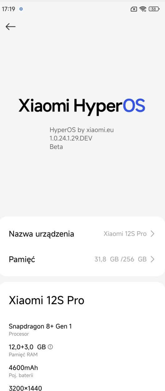 Xiaomi 12S Pro 12G/256G / j.polski / GW 12m