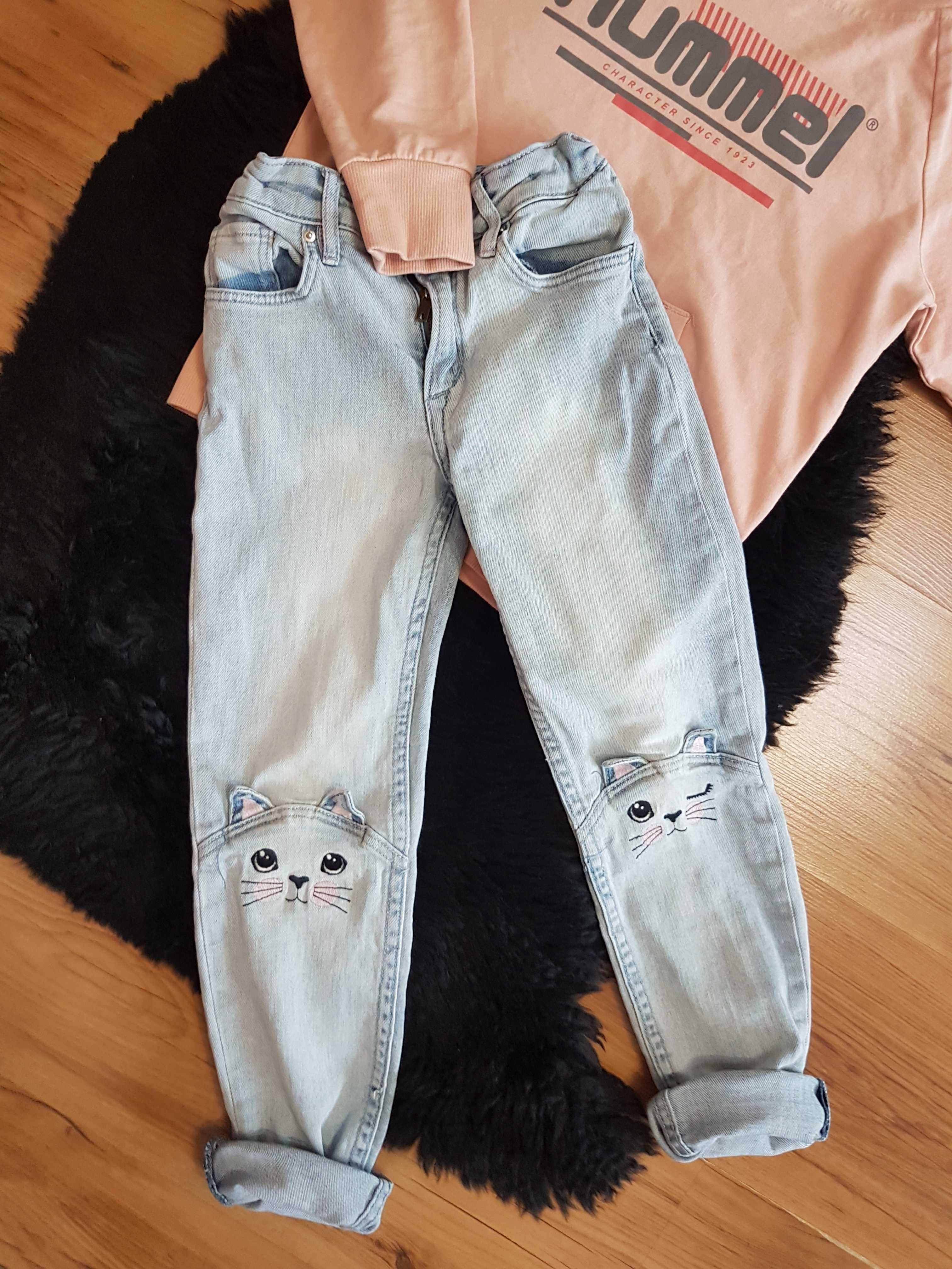 Cudny zestaw:) bluza z kapturem HUMMEL jeansy kotki roz 122/128